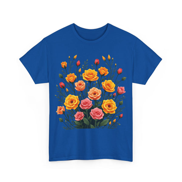Wildflowers and Pink & Yellow Roses, Graphic T-Shirts for Women, Floral Shirt, Womens Short Sleeve, Ladies Graphic Tees #5140TTS