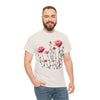 Wildflowers and Pink Roses, Graphic T-Shirts for Women, Floral Shirt, Womens Short Sleeve, Ladies Graphic Tees #5018TTS