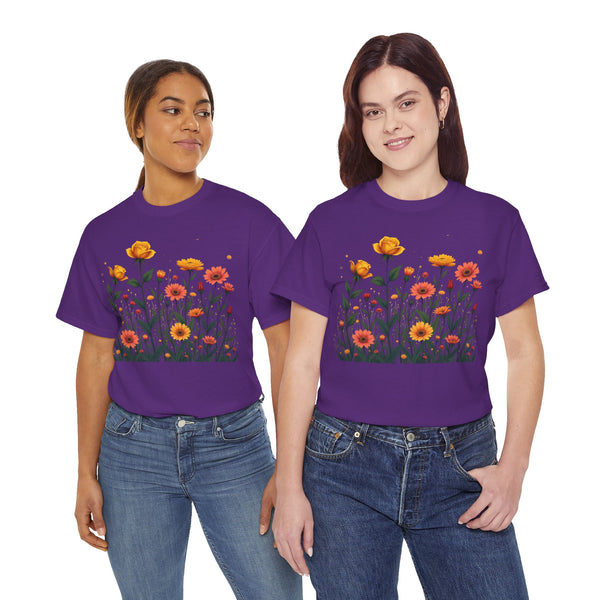 Wildflowers and Yellow Roses, Graphic T-Shirts for Women, Floral Shirt, Womens Short Sleeve, Ladies Graphic Tees #5026TTS