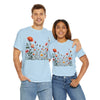 Wildflowers and Orange Roses, Graphic T-Shirts for Women, Floral Shirt, Womens Short Sleeve, Ladies Graphic Tees #5042TTS