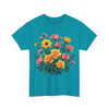 Wildflowers and Pink & Yellow Roses, Graphic T-Shirts for Women, Floral Shirt, Womens Short Sleeve, Ladies Graphic Tees #5139TTS