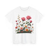 Wildflowers and Pink Roses, Graphic T-Shirts for Women, Floral Shirt, Womens Short Sleeve, Ladies Graphic Tees #5013TTS