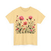 Wildflowers and Pink Roses, Graphic T-Shirts for Women, Floral Shirt, Womens Short Sleeve, Ladies Graphic Tees #5022TTS