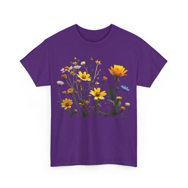 Wildflowers and a Yellow Rose, Graphic T-Shirts for Women, Floral Shirt, Womens Short Sleeve, Ladies Graphic Tees #5009TTS