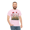 Wildflowers and Red Roses, Graphic T-Shirts for Women, Floral Shirt, Womens Short Sleeve, Ladies Graphic Tees #5032TTS