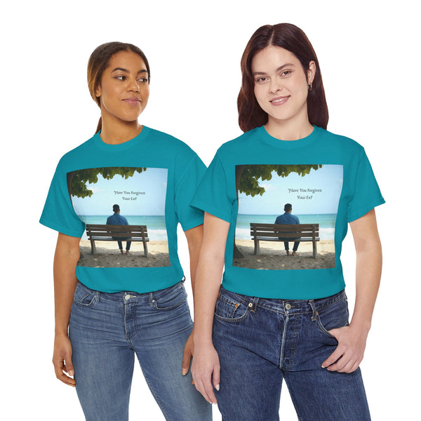 Have You Forgiven Your Ex?  Man on Bench Looking at Waves, Forgiving T-Shirt, Forgiveness, Relationship Healing Top #5005STS
