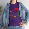 Wildflowers and a Red Rose, Graphic T-Shirts for Women, Floral Shirt, Womens Short Sleeve, Ladies Graphic Tees #5006TTS