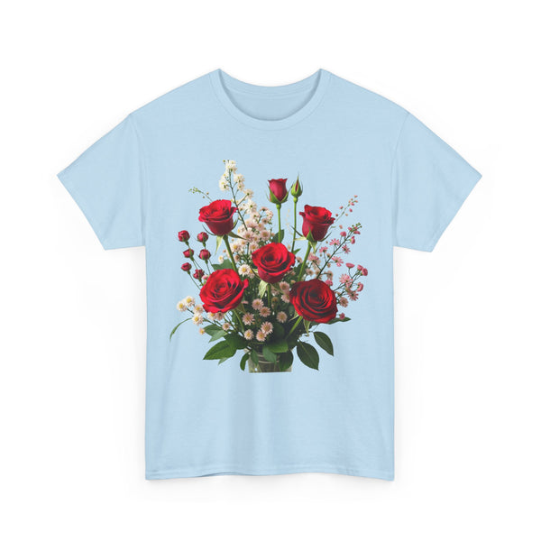Wildflowers and Red Roses, Graphic T-Shirts for Women, Floral Shirt, Womens Short Sleeve, Ladies Graphic Tees #5130TTS