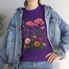 Wildflowers and Pink Roses, Graphic T-Shirts for Women, Floral Shirt, Womens Short Sleeve, Ladies Graphic Tees #5013TTS