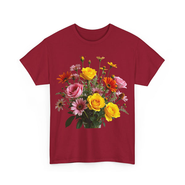 Wildflowers and Pink & Yellow Roses, Graphic T-Shirts for Women, Floral Shirt, Womens Short Sleeve, Ladies Graphic Tees #5138TTS