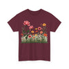 Wildflowers and Pink Roses, Graphic T-Shirts for Women, Floral Shirt, Womens Short Sleeve, Ladies Graphic Tees #5020TTS