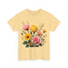 Wildflowers and Pink & Yellow Roses, Graphic T-Shirts for Women, Floral Shirt, Womens Short Sleeve, Ladies Graphic Tees #5146TTS