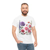 Wildflowers and Pink/Violet Roses, Graphic T-Shirts for Women, Floral Shirt, Womens Short Sleeve, Ladies Graphic Tees #5100TTS