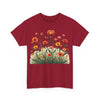 Wildflowers and Orange Roses, Graphic T-Shirts for Women, Floral Shirt, Womens Short Sleeve, Ladies Graphic Tees #5047TTS