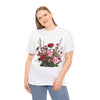 Wildflowers and Red & Pink Roses, Graphic T-Shirts for Women, Floral Shirt, Womens Short Sleeve, Ladies Graphic Tees #5132TTS