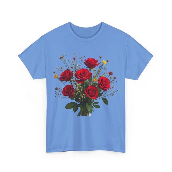 Wildflowers and Red Roses, Graphic T-Shirts for Women, Floral Shirt, Womens Short Sleeve, Ladies Graphic Tees #5131TTS