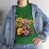 Wildflowers and Pink & Yellow Roses, Graphic T-Shirts for Women, Floral Shirt, Womens Short Sleeve, Ladies Graphic Tees #5150TTS