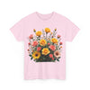 Wildflowers and Pink & Yellow Roses, Graphic T-Shirts for Women, Floral Shirt, Womens Short Sleeve, Ladies Graphic Tees #5141TTS