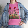 Wildflowers and Red Roses, Graphic T-Shirts for Women, Floral Shirt, Womens Short Sleeve, Ladies Graphic Tees #5032TTS