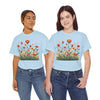 Wildflowers and Orange Roses, Graphic T-Shirts for Women, Floral Shirt, Womens Short Sleeve, Ladies Graphic Tees #5047TTS