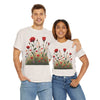 Wildflowers and Red Roses, Graphic T-Shirts for Women, Floral Shirt, Womens Short Sleeve, Ladies Graphic Tees #5032TTS