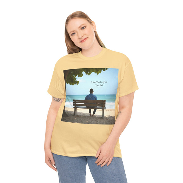 Have You Forgiven Your Ex?  Man on Bench Looking at Waves, Forgiving T-Shirt, Forgiveness, Relationship Healing Top #5005STS
