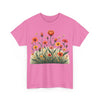 Wildflowers and Orange Roses, Graphic T-Shirts for Women, Floral Shirt, Womens Short Sleeve, Ladies Graphic Tees #5047TTS