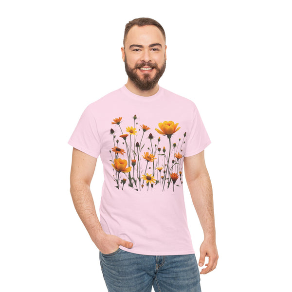 Wildflowers and Yellow Roses, Graphic T-Shirts for Women, Floral Shirt, Womens Short Sleeve, Ladies Graphic Tees #5011TTS