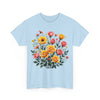 Wildflowers and Pink & Yellow Roses, Graphic T-Shirts for Women, Floral Shirt, Womens Short Sleeve, Ladies Graphic Tees #5139TTS