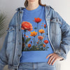 Wildflowers and Orange Roses, Graphic T-Shirts for Women, Floral Shirt, Womens Short Sleeve, Ladies Graphic Tees #5044TTS
