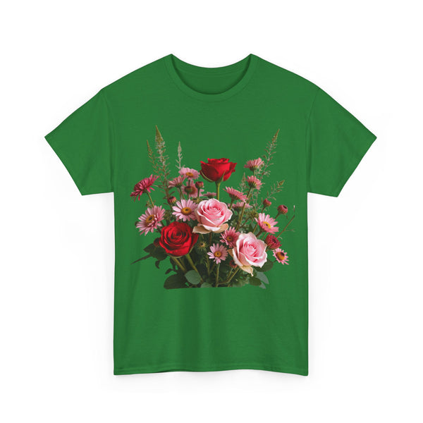 Wildflowers and Red & Pink Roses, Graphic T-Shirts for Women, Floral Shirt, Womens Short Sleeve, Ladies Graphic Tees #5132TTS