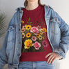 Wildflowers and Pink & Yellow Roses, Graphic T-Shirts for Women, Floral Shirt, Womens Short Sleeve, Ladies Graphic Tees #5150TTS