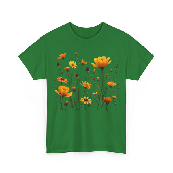Wildflowers and Yellow Roses, Graphic T-Shirts for Women, Floral Shirt, Womens Short Sleeve, Ladies Graphic Tees #5011TTS