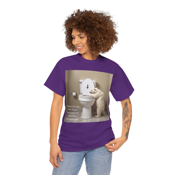 Please Put the Seat Down, Seriously, It's Not that Complicated, Polar Bear Toilet Seat Down, Seat Down Reminder Shirt #5004STS