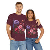 Wildflowers and Pink/Violet Roses, Graphic T-Shirts for Women, Floral Shirt, Womens Short Sleeve, Ladies Graphic Tees #5100TTS