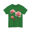 Wildflowers and Pink Roses, Graphic T-Shirts for Women, Floral Shirt, Womens Short Sleeve, Ladies Graphic Tees #5019TTS