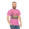 Wildflowers and Pink Roses, Graphic T-Shirts for Women, Floral Shirt, Womens Short Sleeve, Ladies Graphic Tees #5020TTS