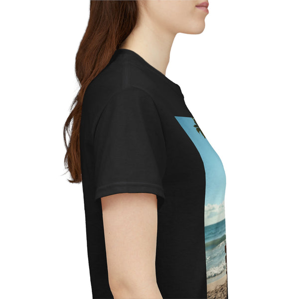 My Happy Place, Woman on Bench, Looking at Waves,  Safe Place T-Shirt, Finding My Happy Place Top, Ocean Waves,  #5003STS