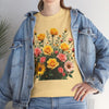 Wildflowers and Pink & Yellow Roses, Graphic T-Shirts for Women, Floral Shirt, Womens Short Sleeve, Ladies Graphic Tees #5141TTS
