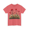 Wildflowers and Red Roses, Graphic T-Shirts for Women, Floral Shirt, Womens Short Sleeve, Ladies Graphic Tees #5032TTS