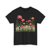 Wildflowers and Pink Roses, Graphic T-Shirts for Women, Floral Shirt, Womens Short Sleeve, Ladies Graphic Tees #5020TTS