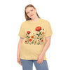 Wildflowers and Orange Roses, Graphic T-Shirts for Women, Floral Shirt, Womens Short Sleeve, Ladies Graphic Tees #5043TTS