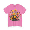 Wildflowers and Pink & Yellow Roses, Graphic T-Shirts for Women, Floral Shirt, Womens Short Sleeve, Ladies Graphic Tees #5141TTS