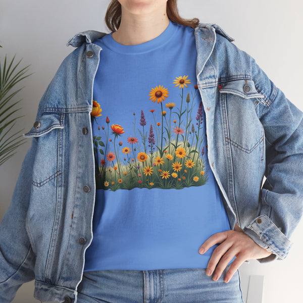 Wildflowers and Yellow Roses, Graphic T-Shirts for Women, Floral Shirt, Womens Short Sleeve, Ladies Graphic Tees #5028TTS