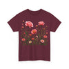 Wildflowers and Pink Roses, Graphic T-Shirts for Women, Floral Shirt, Womens Short Sleeve, Ladies Graphic Tees #5022TTS