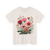 Wildflowers and Pink & Red Roses, Graphic T-Shirts for Women, Floral Shirt, Womens Short Sleeve, Ladies Graphic Tees #5133TTS
