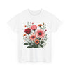 Wildflowers and Pink & Red Roses, Graphic T-Shirts for Women, Floral Shirt, Womens Short Sleeve, Ladies Graphic Tees #5133TTS