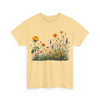 Wildflowers and Yellow Roses, Graphic T-Shirts for Women, Floral Shirt, Womens Short Sleeve, Ladies Graphic Tees #5028TTS