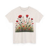 Wildflowers and Red Roses, Graphic T-Shirts for Women, Floral Shirt, Womens Short Sleeve, Ladies Graphic Tees #5032TTS