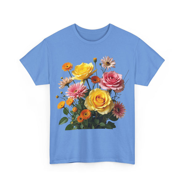 Wildflowers and Pink & Yellow Roses, Graphic T-Shirts for Women, Floral Shirt, Womens Short Sleeve, Ladies Graphic Tees #5148TTS
